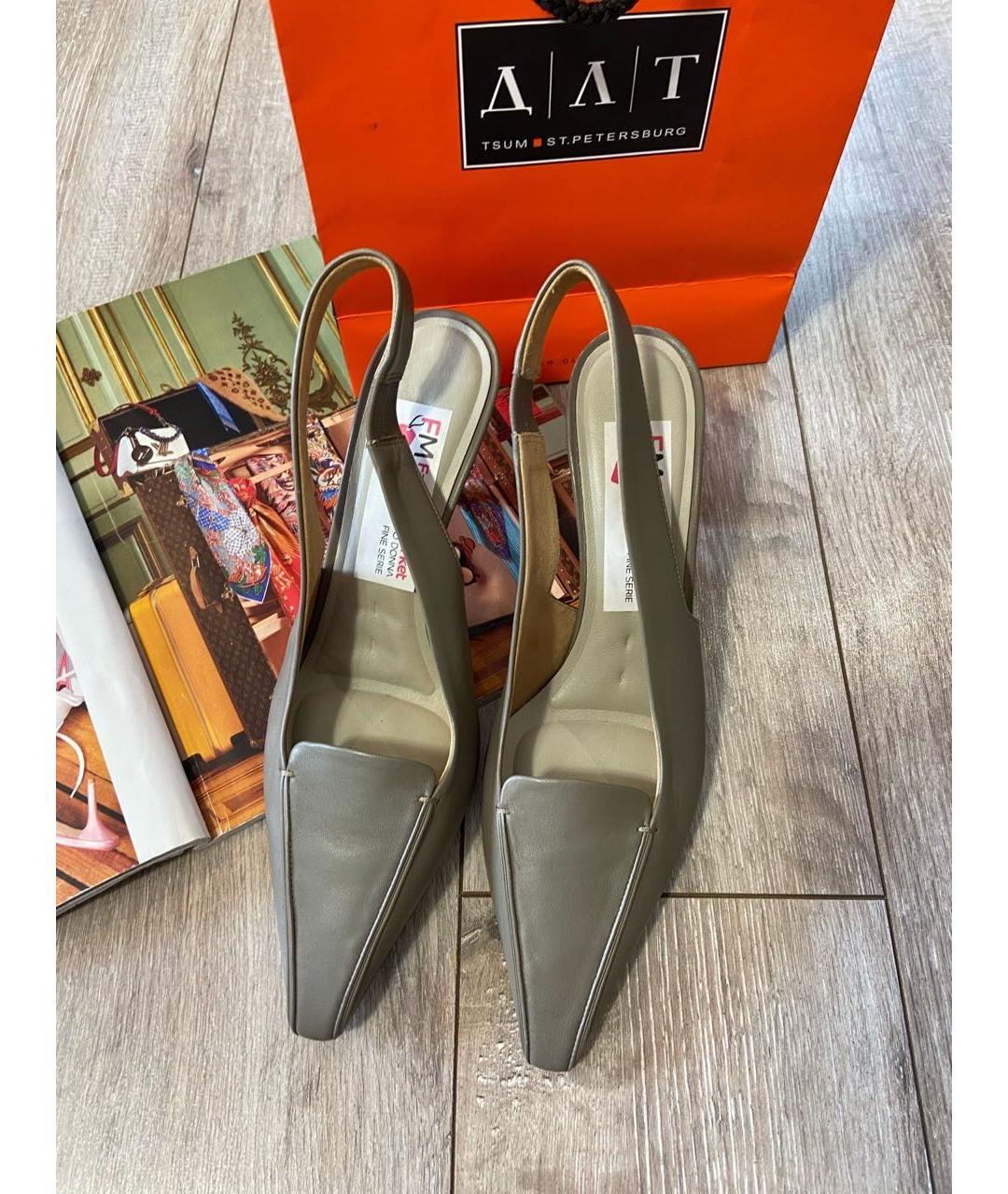 MAX MARA Серые кожаные туфли, фото 8