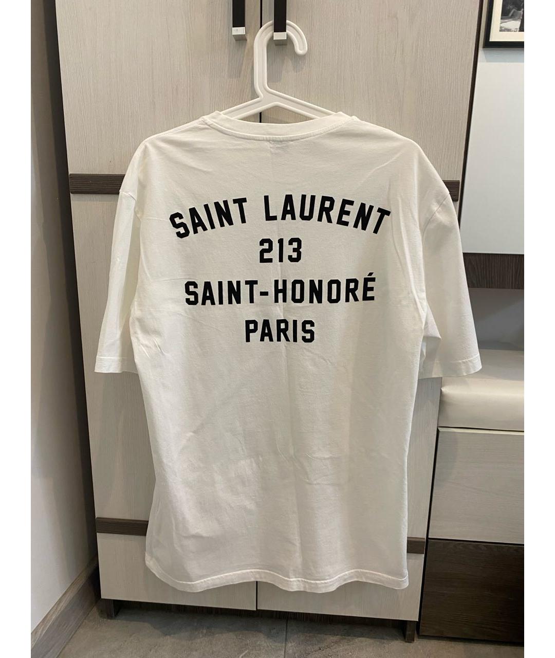 SAINT LAURENT Белая хлопковая футболка, фото 2