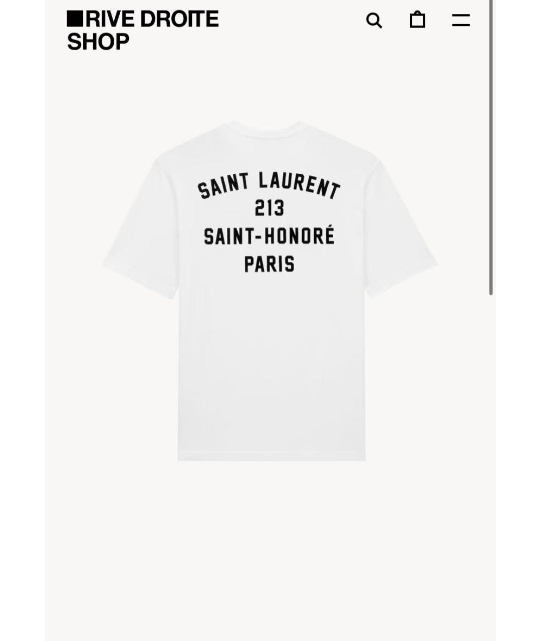 SAINT LAURENT Белая хлопковая футболка, фото 5