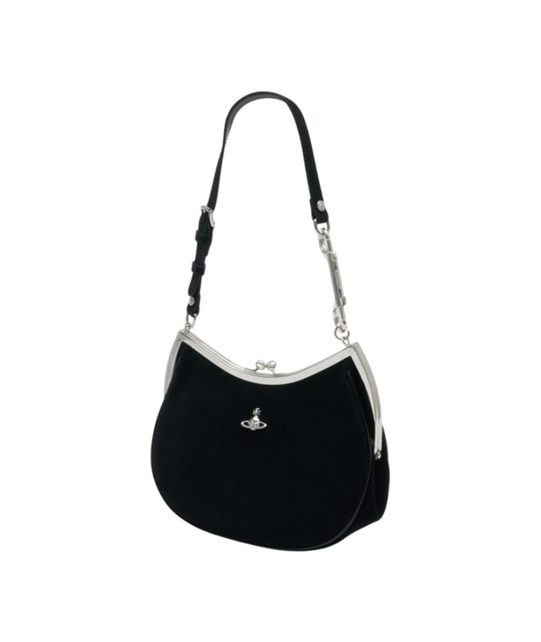 VIVIENNE WESTWOOD Черная кожаная сумка через плечо, фото 2