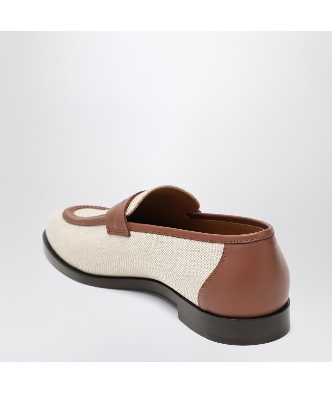 LORO PIANA Бежевые текстильные лоферы, фото 2