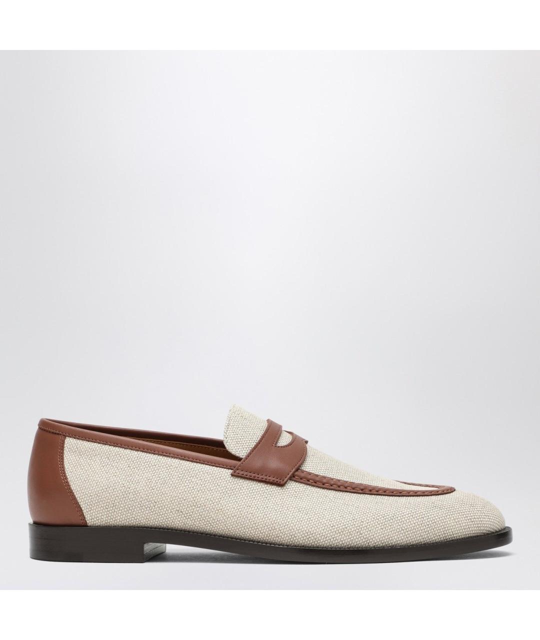 LORO PIANA Бежевые текстильные лоферы, фото 3
