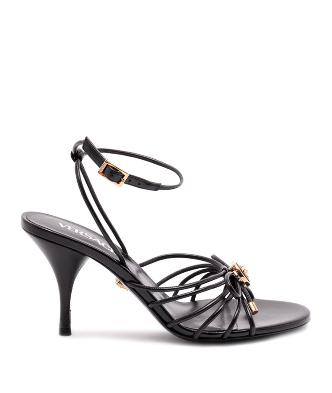 VERSACE Черные кожаные босоножки, фото 1