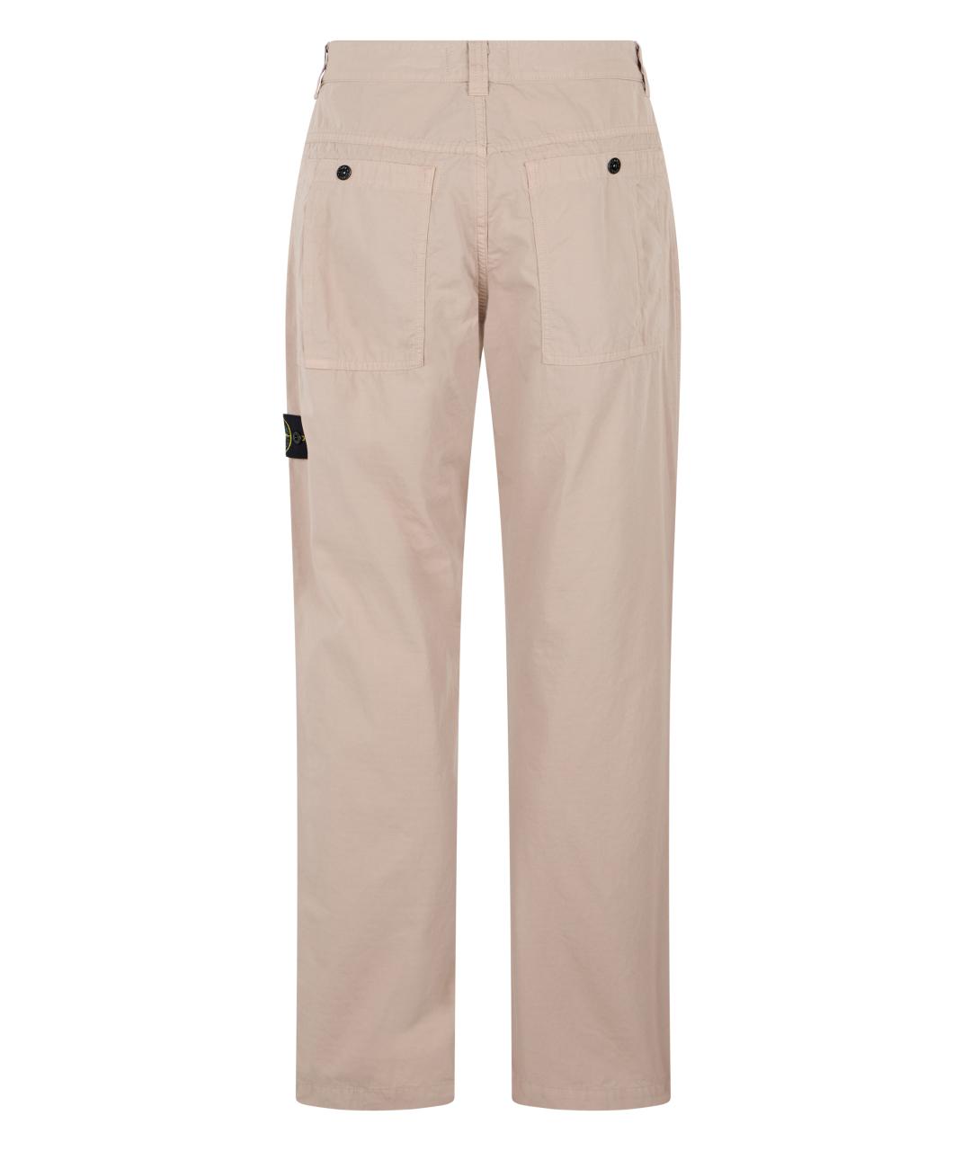 STONE ISLAND Бежевые хлопковые повседневные брюки, фото 2
