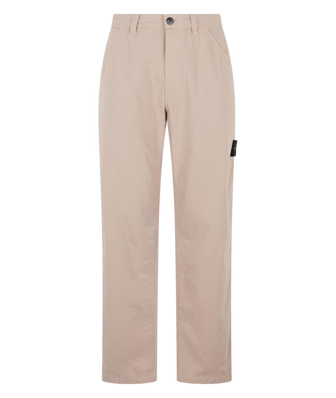 STONE ISLAND Бежевые хлопковые повседневные брюки, фото 1