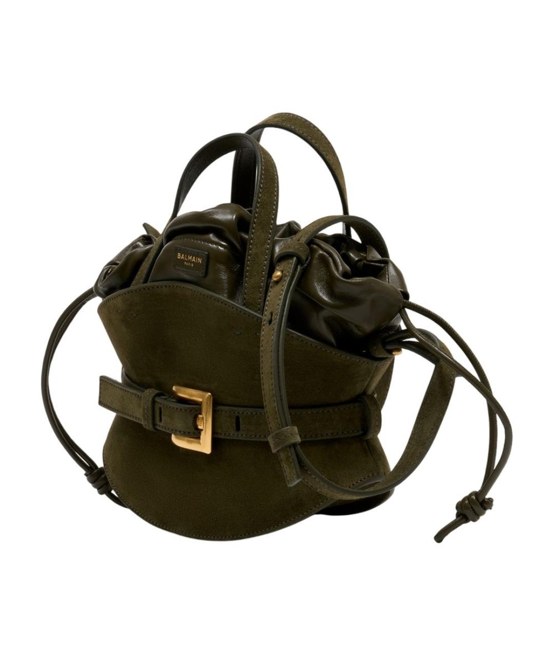 BALMAIN Зеленая замшевая сумка тоут, фото 2