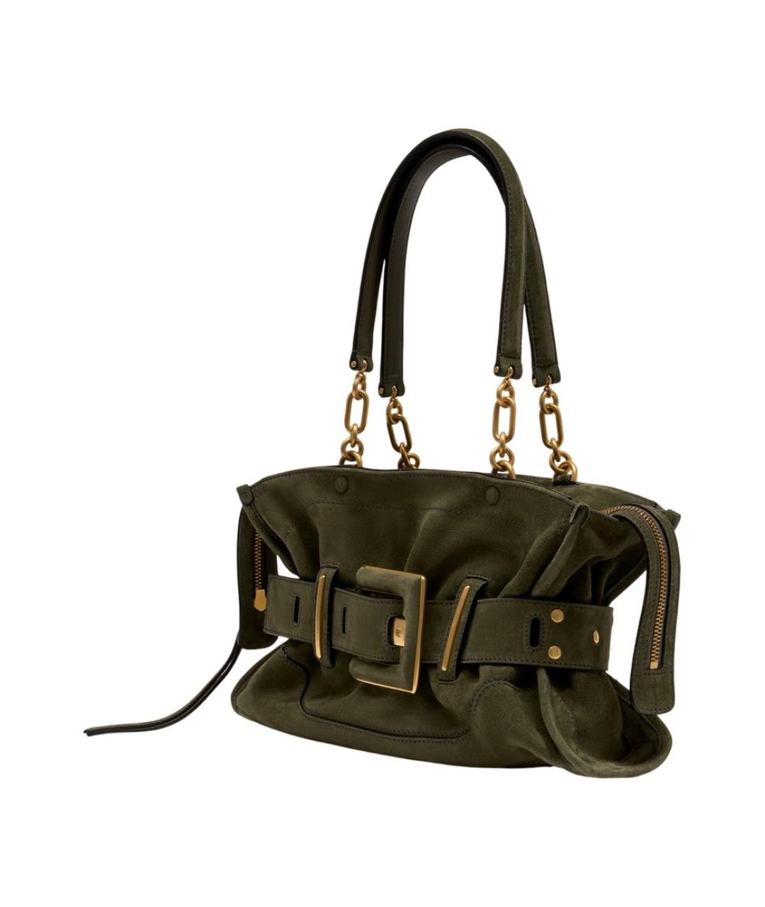 BALMAIN Зеленая замшевая сумка тоут, фото 2