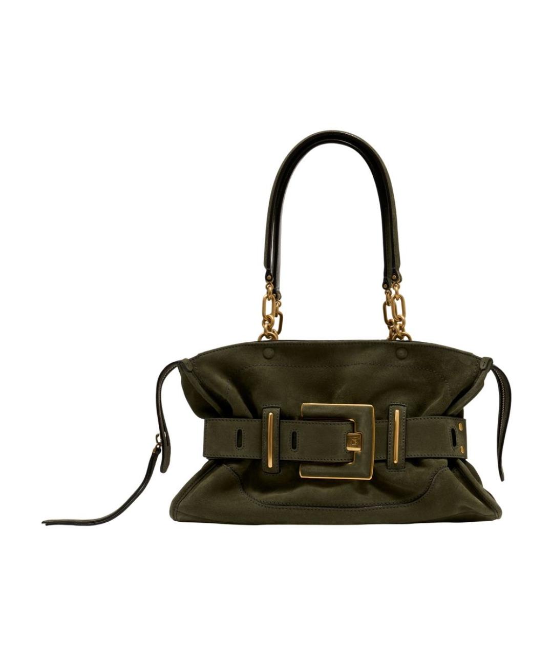 BALMAIN Зеленая замшевая сумка тоут, фото 1