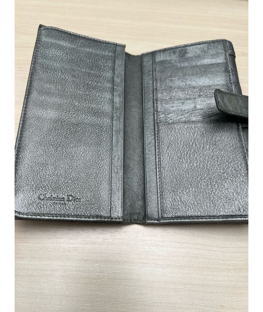 CHRISTIAN DIOR PRE-OWNED Серый кожаный кошелек, фото 5