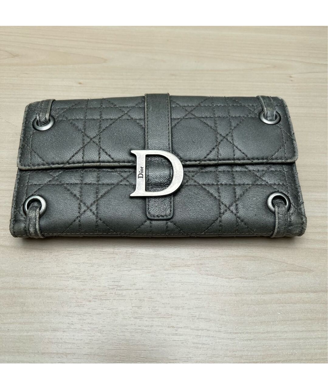 CHRISTIAN DIOR PRE-OWNED Серый кожаный кошелек, фото 6