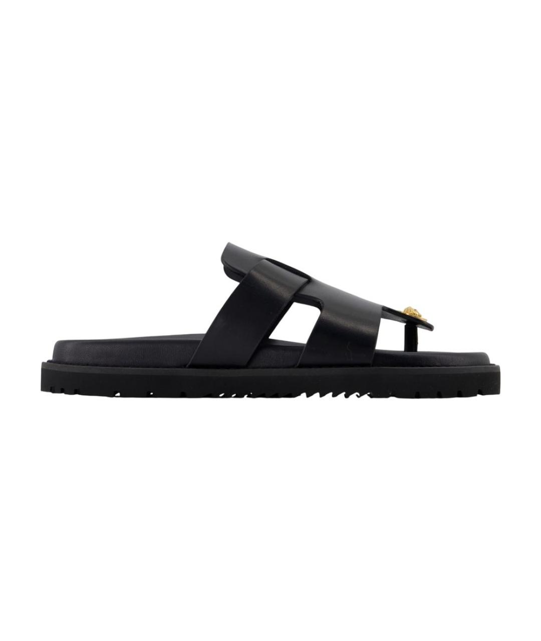 VERSACE Черные кожаные сандалии, фото 1