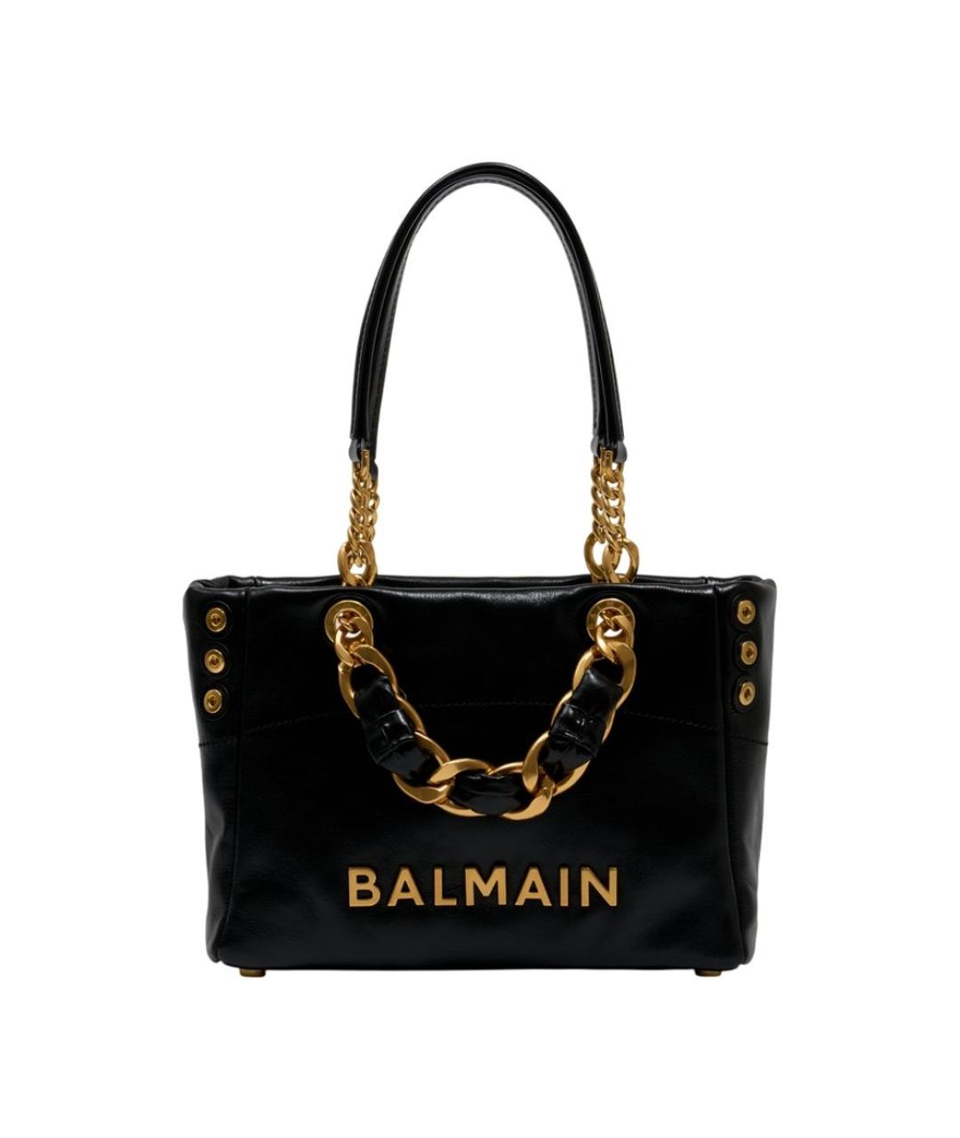 BALMAIN Черная кожаная сумка тоут, фото 1