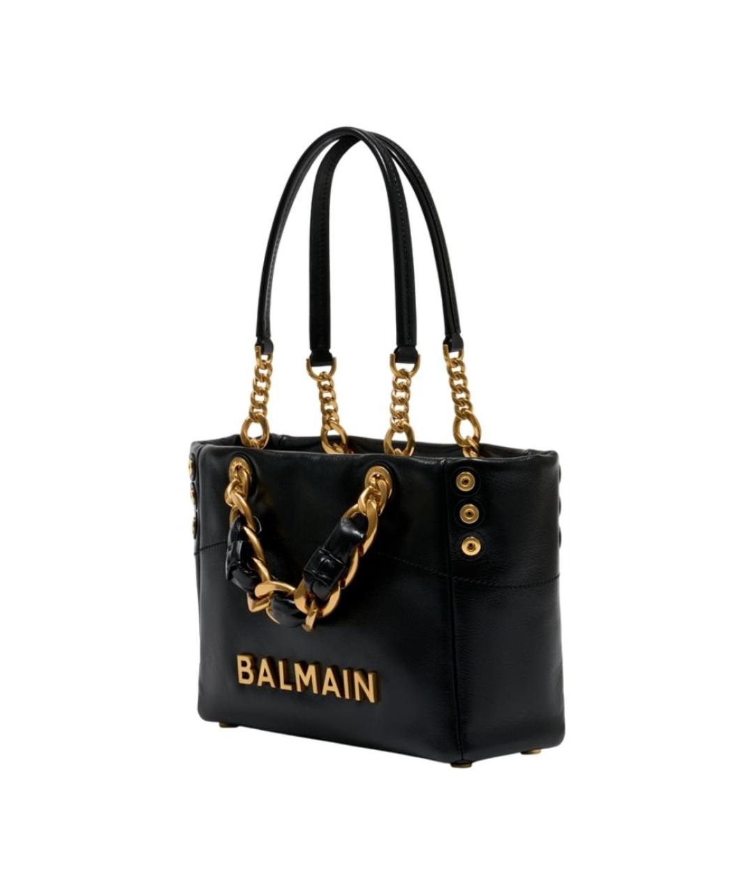 BALMAIN Черная кожаная сумка тоут, фото 2