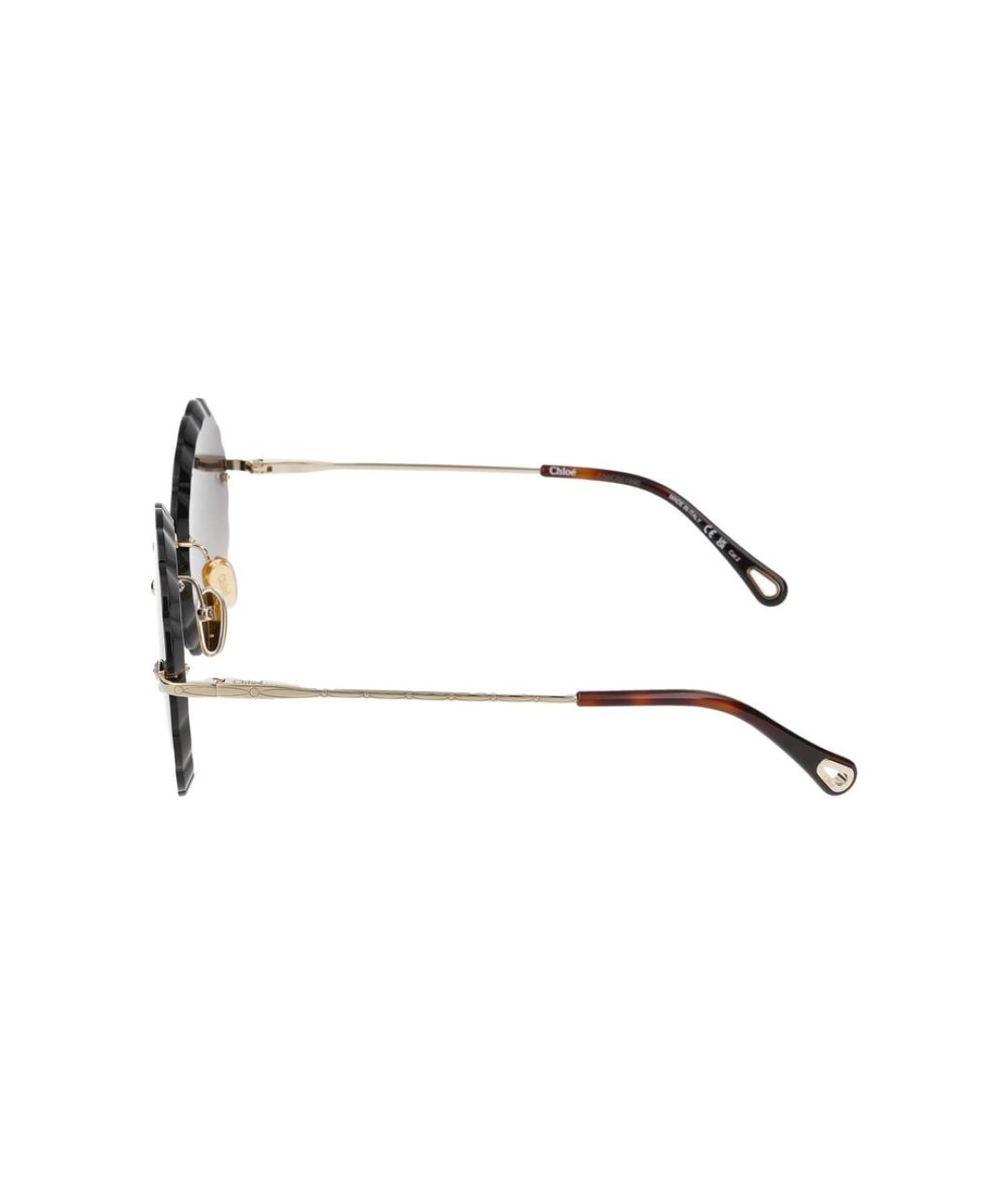 CHLOE Золотые металлические солнцезащитные очки, фото 3