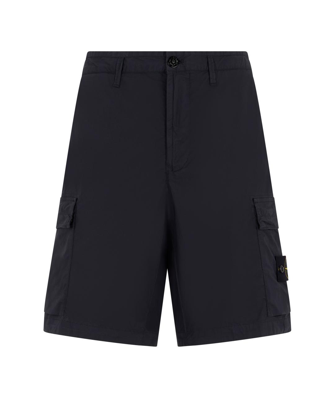 STONE ISLAND Темно-синие хлопковые шорты, фото 1