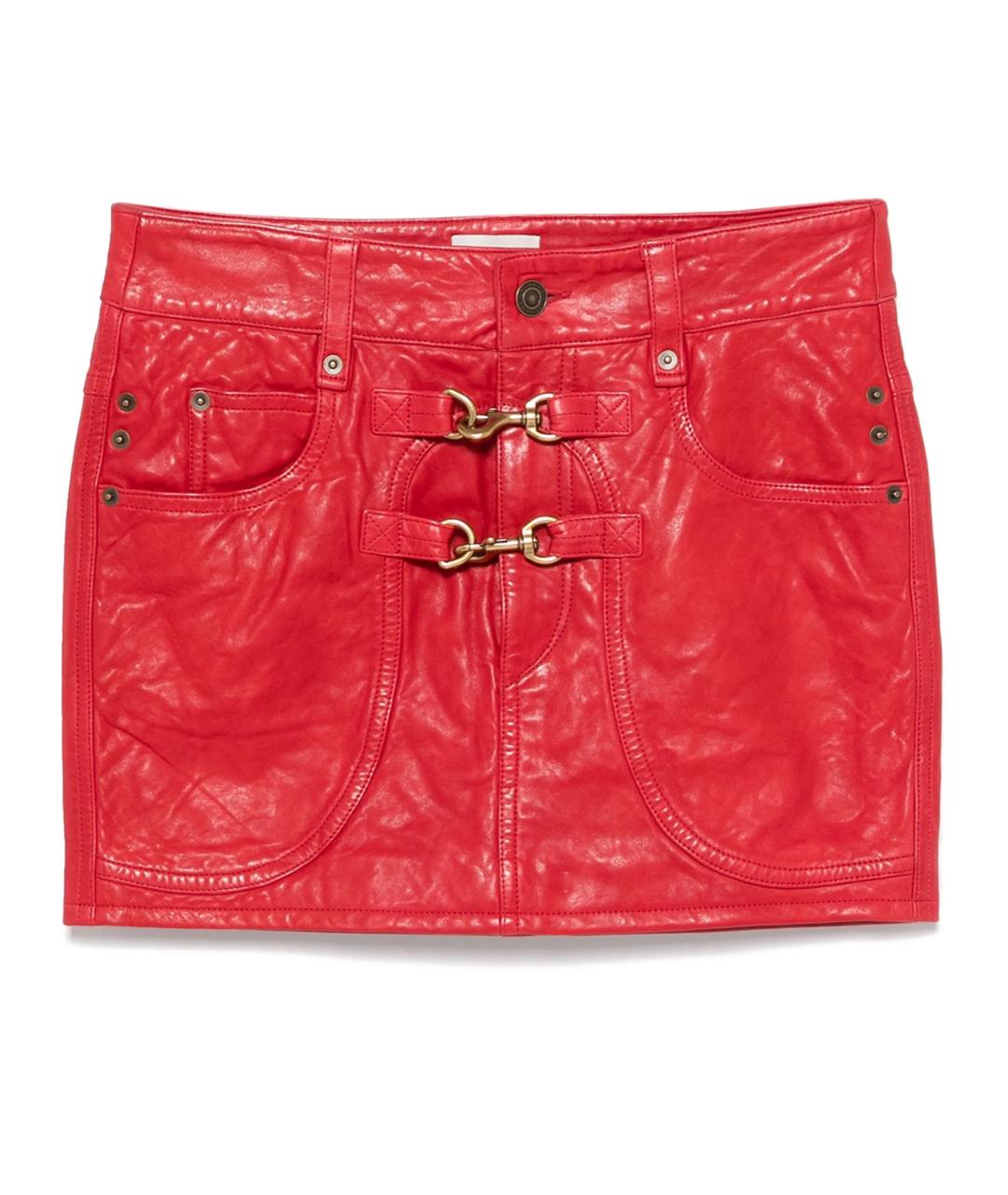 ISABEL MARANT Красная кожаная юбка мини, фото 1