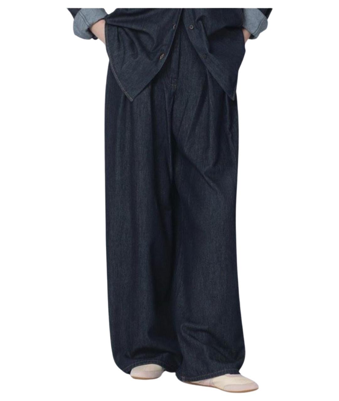 DRIES VAN NOTEN Синие хлопковые прямые брюки, фото 1