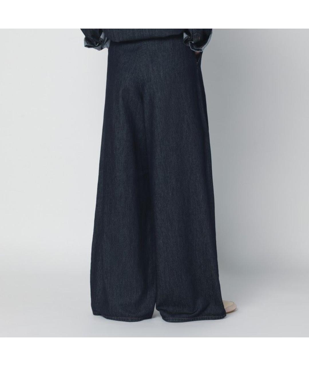 DRIES VAN NOTEN Синие хлопковые прямые брюки, фото 2