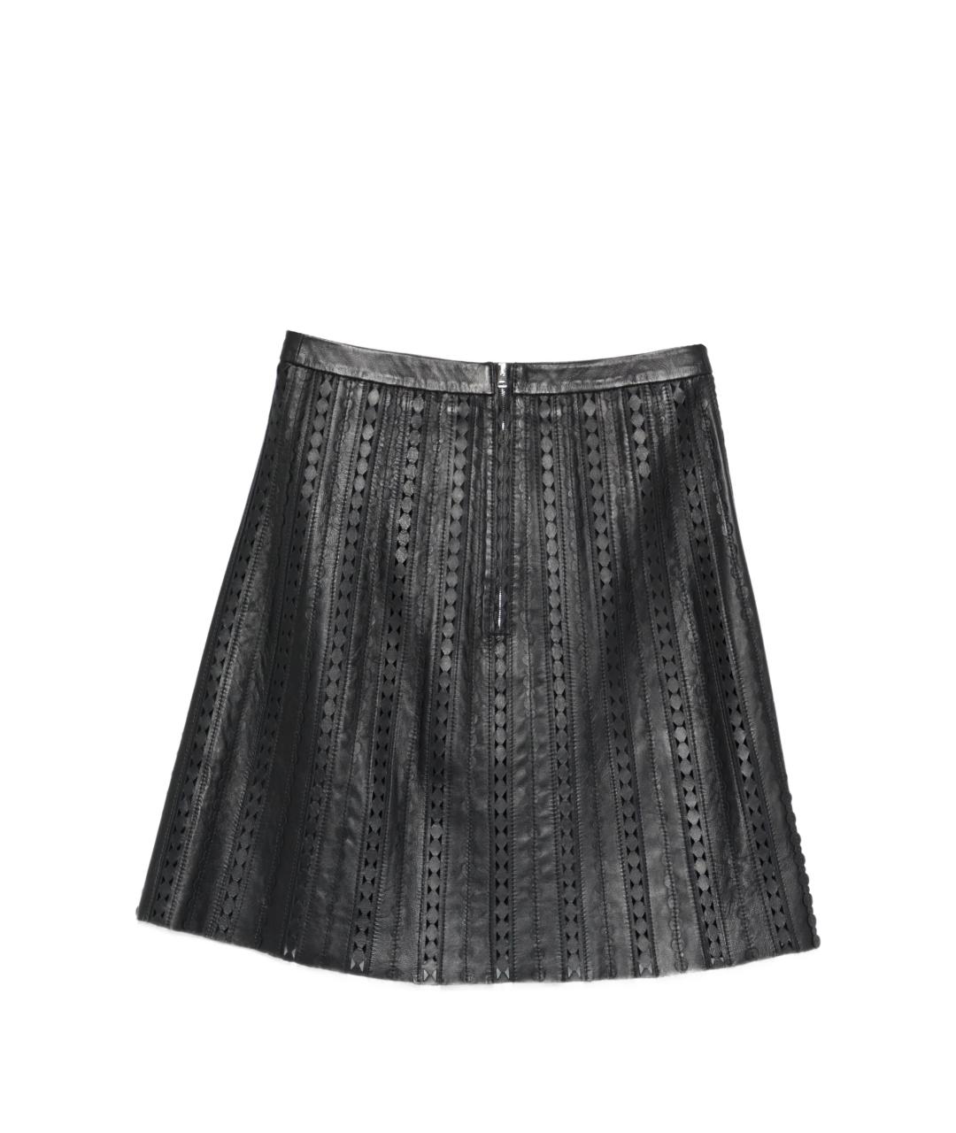 YVES SALOMON Черная кожаная юбка мини, фото 3