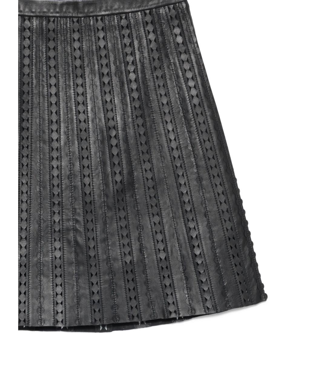 YVES SALOMON Черная кожаная юбка мини, фото 2