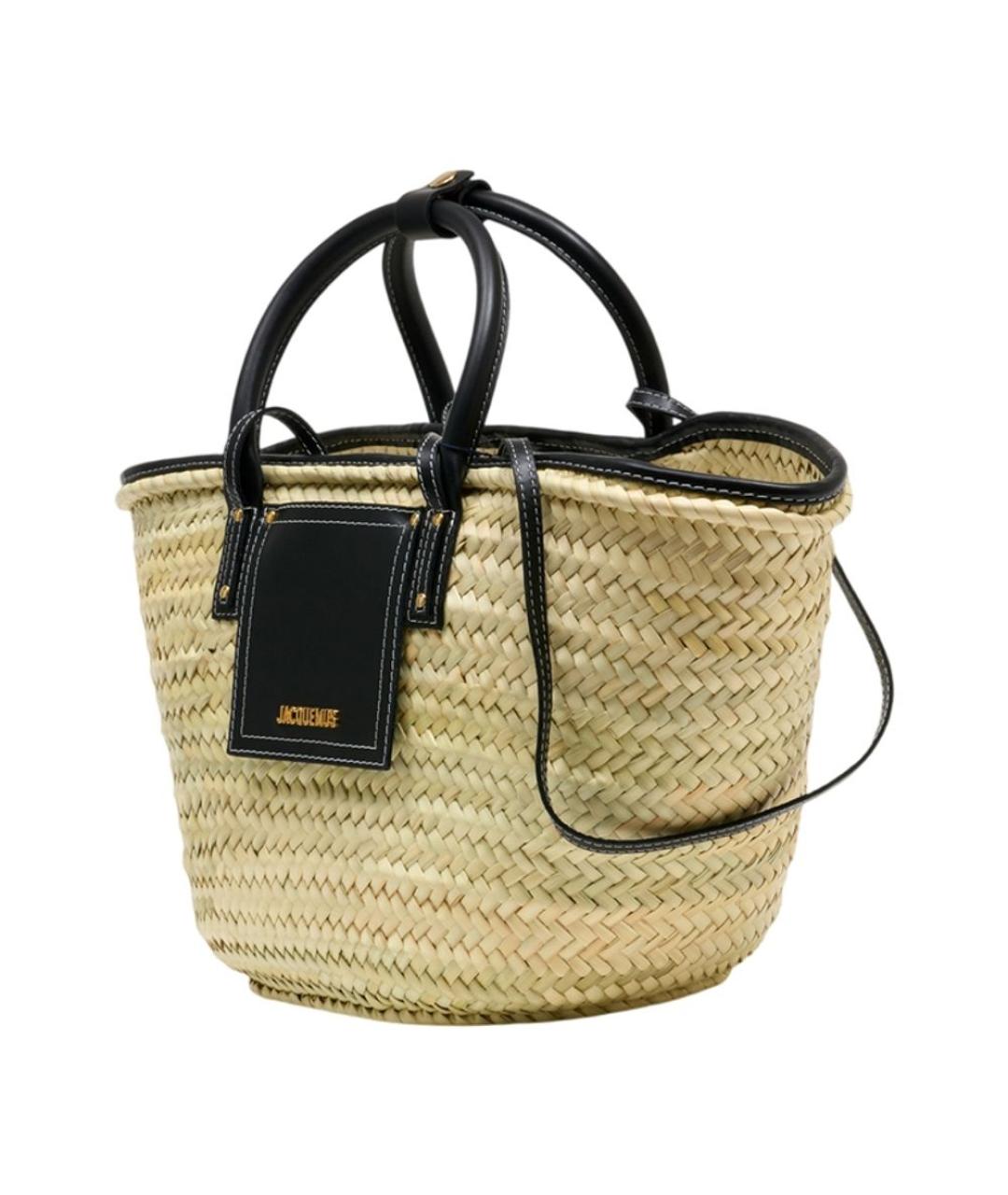 JACQUEMUS Бежевая пелетеная пляжная сумка, фото 2