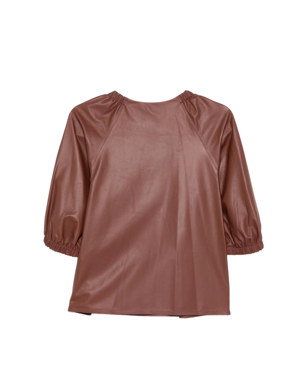 YVES SALOMON Коричневая кожаная блузы, фото 2