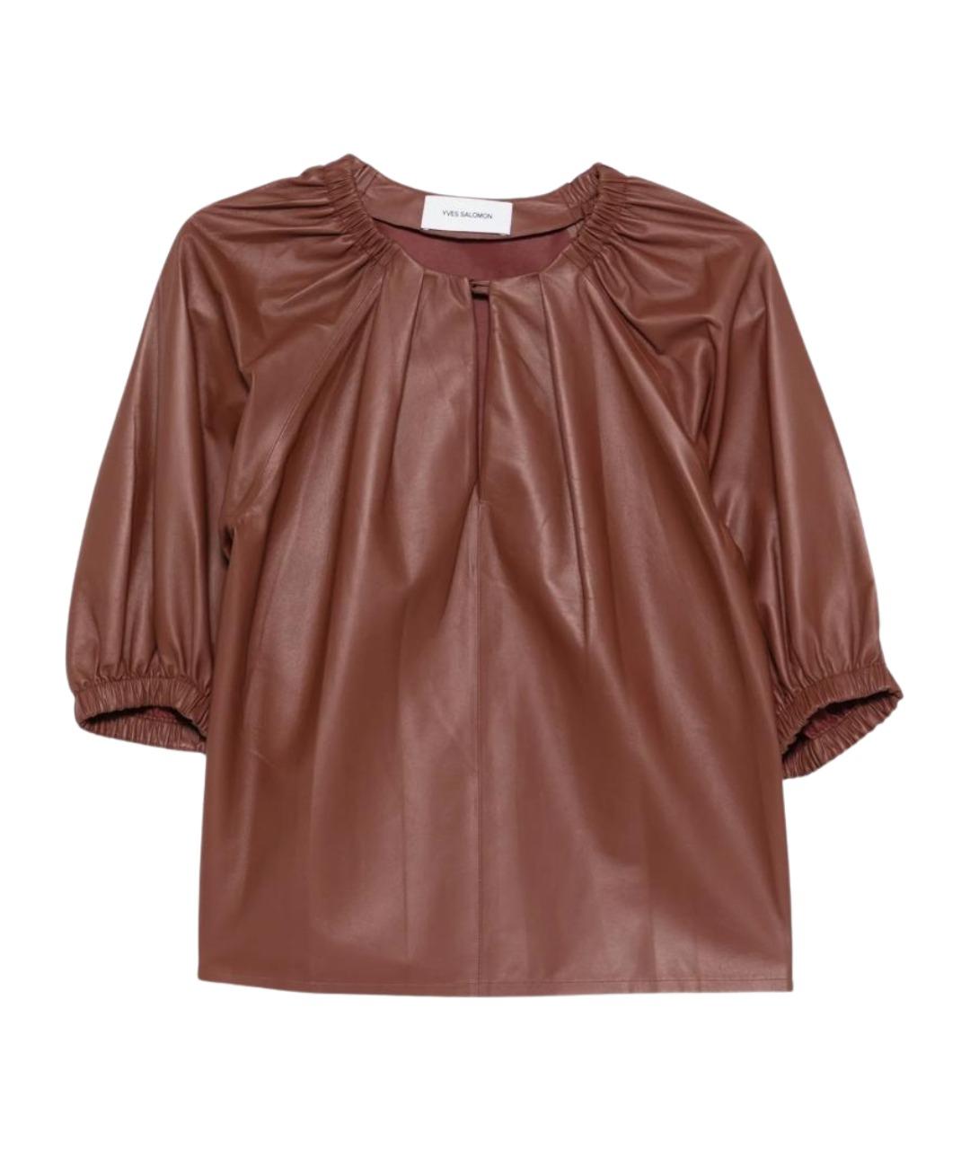 YVES SALOMON Коричневая кожаная блузы, фото 1