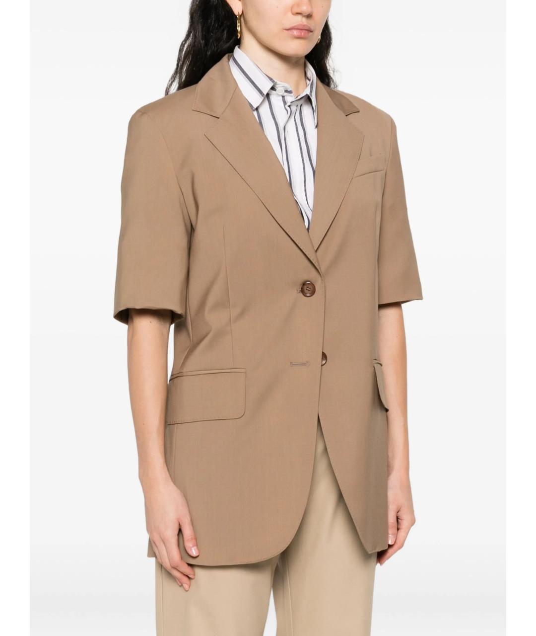 MAX MARA Коричневый шерстяной жакет/пиджак, фото 4
