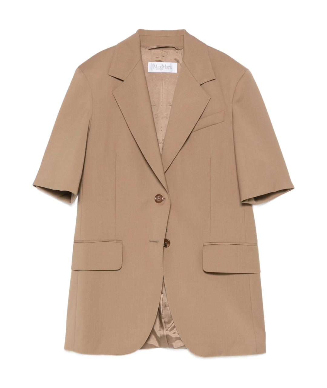 MAX MARA Коричневый шерстяной жакет/пиджак, фото 1