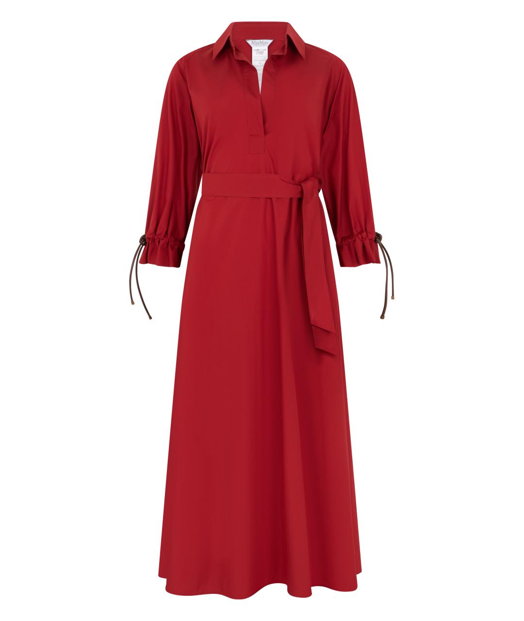 MAX MARA Красное хлопковое повседневное платье, фото 1