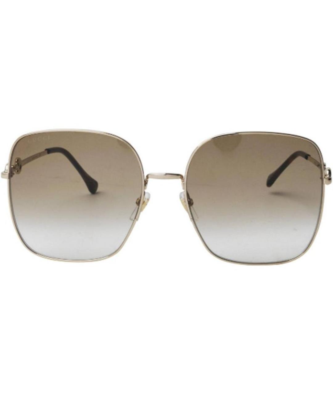 GUCCI Золотые металлические солнцезащитные очки, фото 2