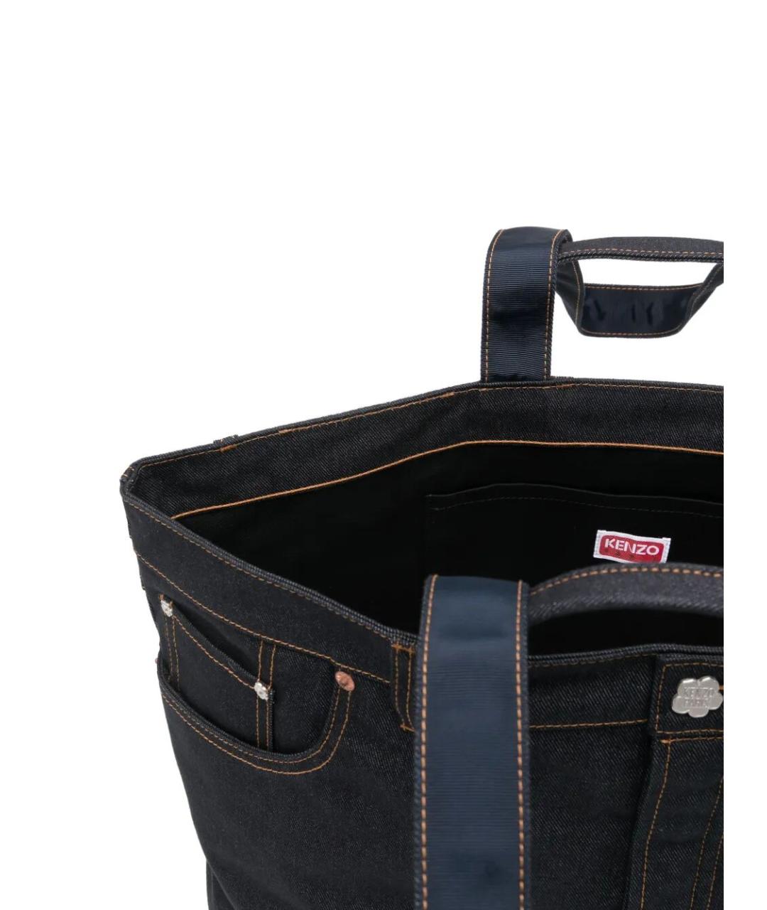 KENZO Синяя хлопковая сумка тоут, фото 3