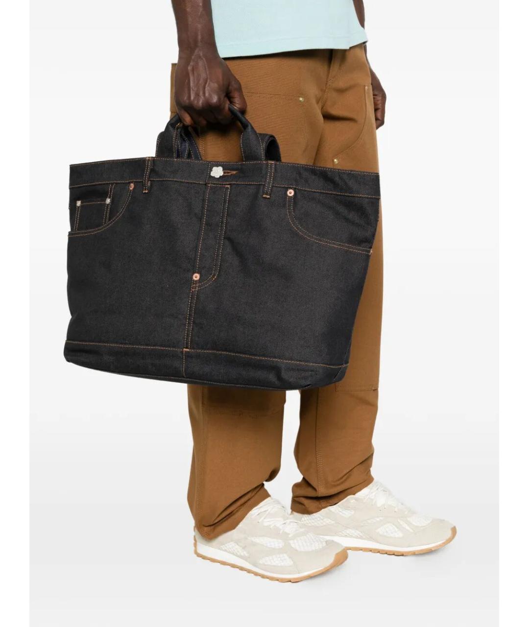 KENZO Синяя хлопковая сумка тоут, фото 2