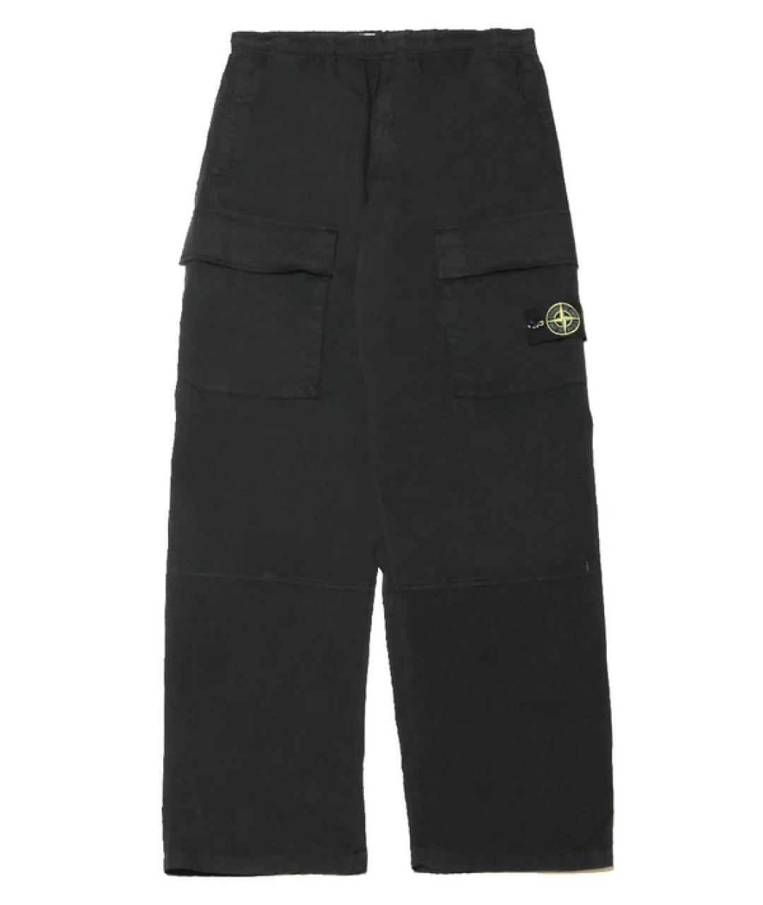 STONE ISLAND Черные хлопковые повседневные брюки, фото 1