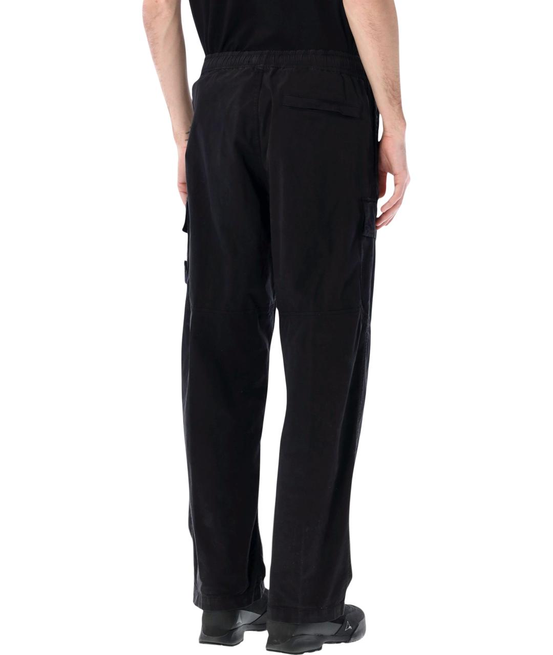 STONE ISLAND Черные хлопковые повседневные брюки, фото 3