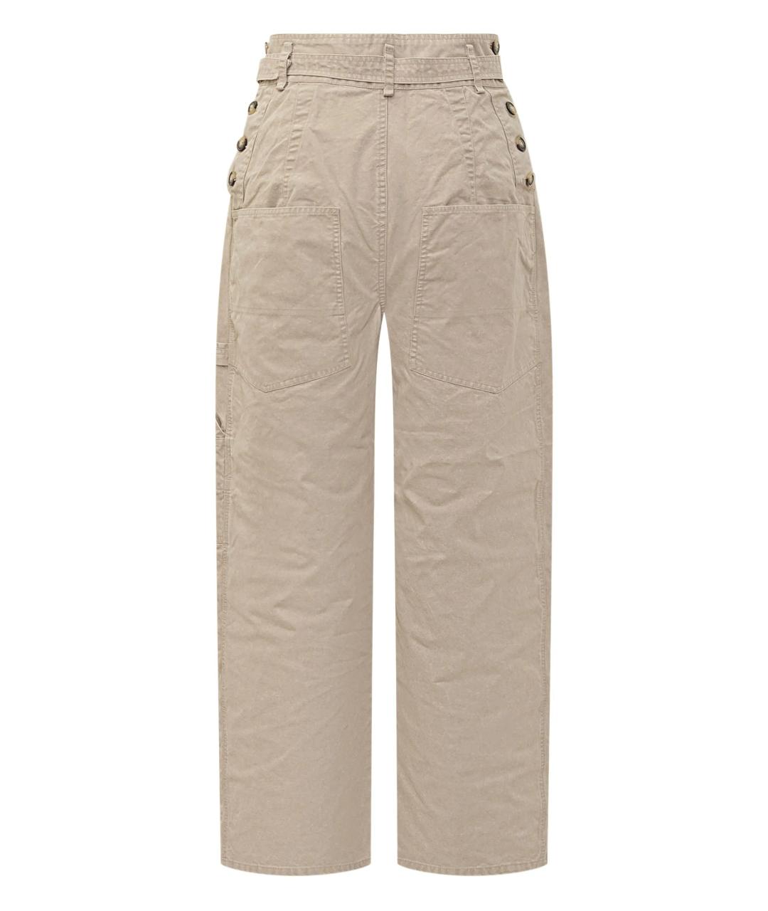 ISABEL MARANT Бежевые хлопковые прямые брюки, фото 2