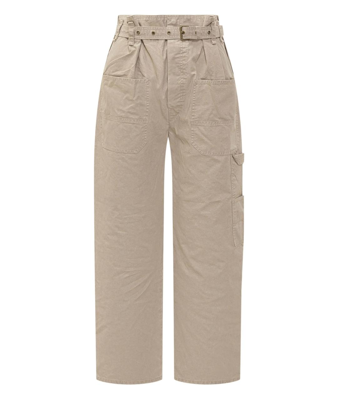 ISABEL MARANT Бежевые хлопковые прямые брюки, фото 1