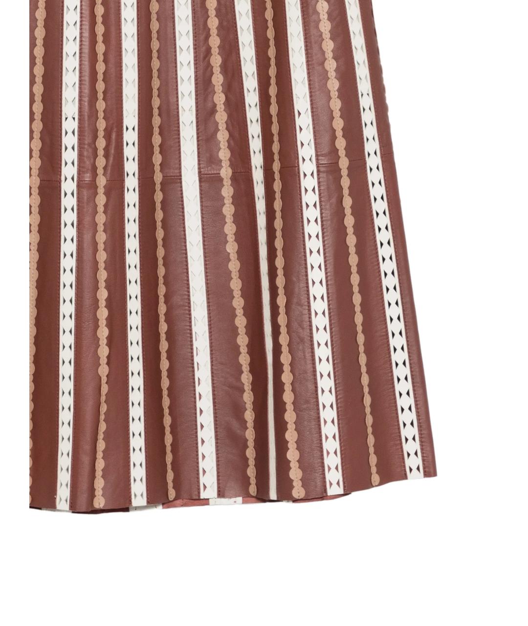 YVES SALOMON Коричневая кожаная юбка миди, фото 3
