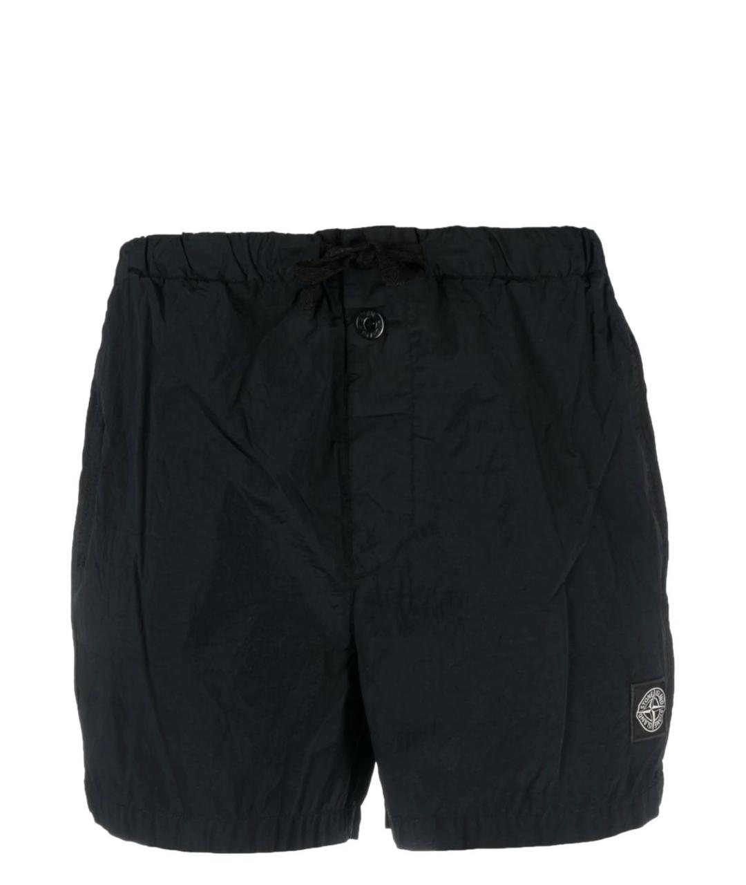 STONE ISLAND Темно-синие полиамидовые шорты, фото 1