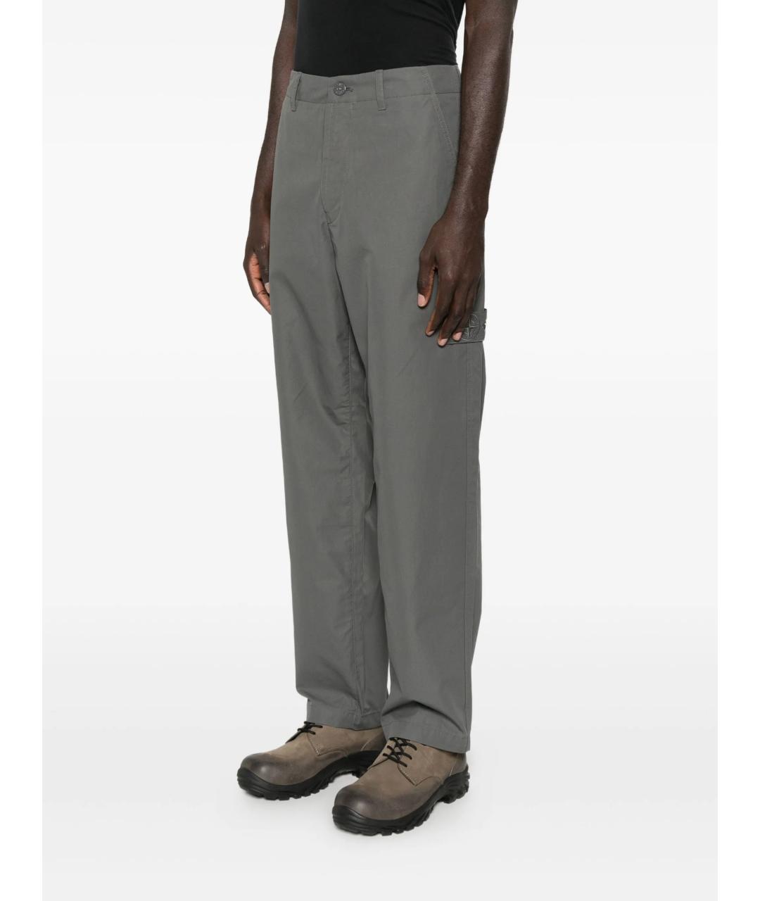 STONE ISLAND Серые хлопковые повседневные брюки, фото 2