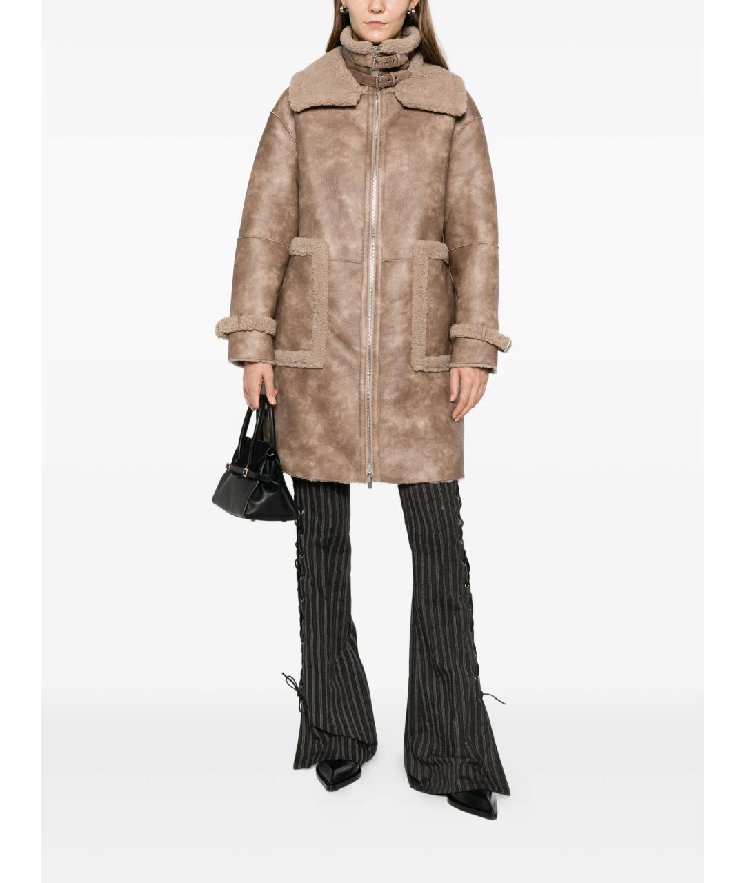 JAKKE Бежевая полиуретановая дубленка, фото 2