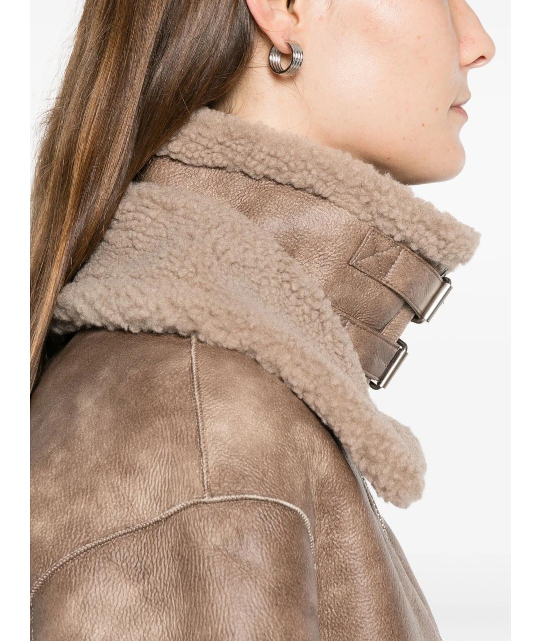 JAKKE Бежевая полиуретановая дубленка, фото 5