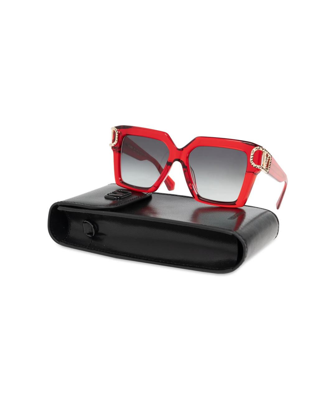 VALENTINO Красные пластиковые солнцезащитные очки, фото 3