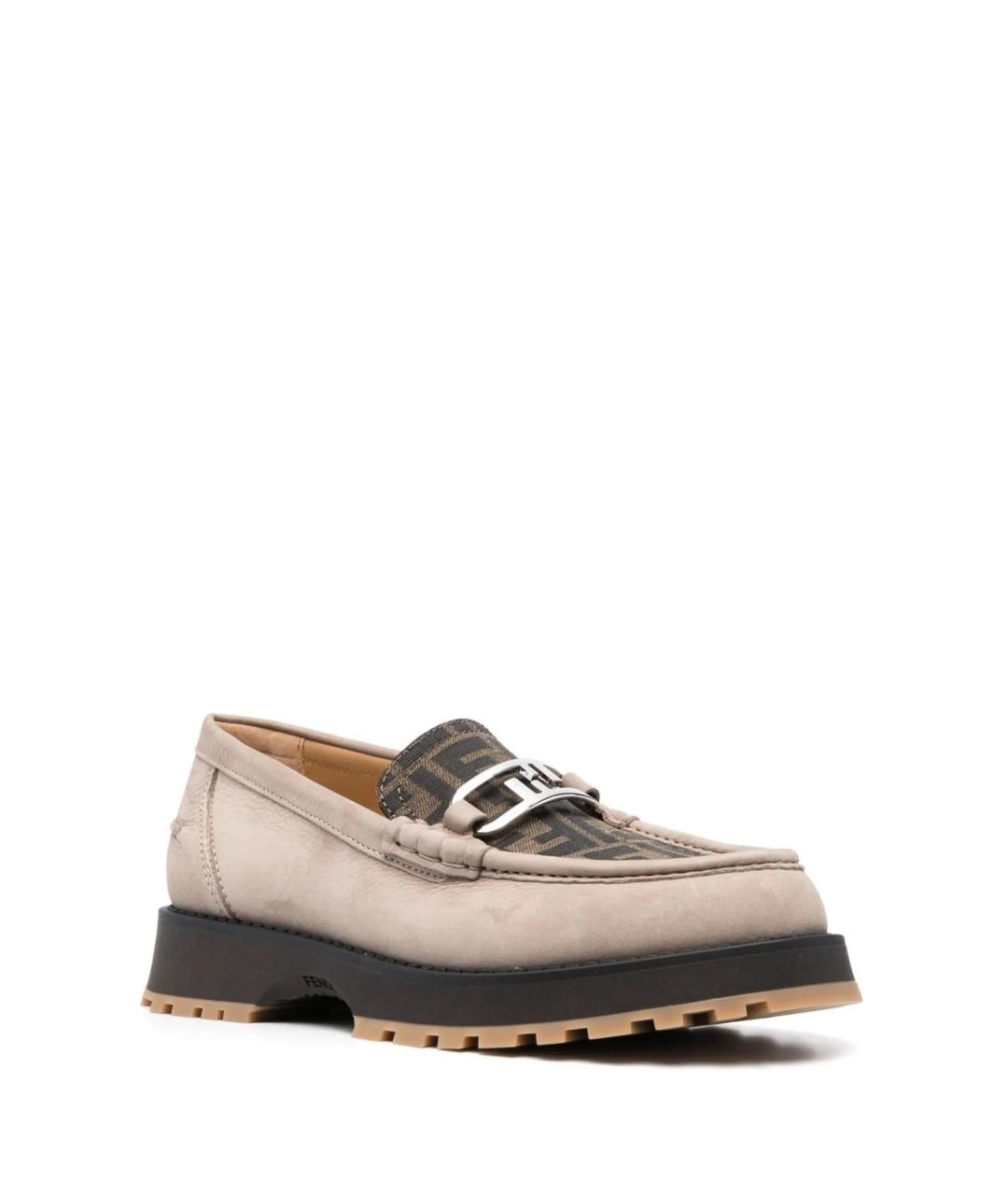FENDI Бежевые замшевые лоферы, фото 2