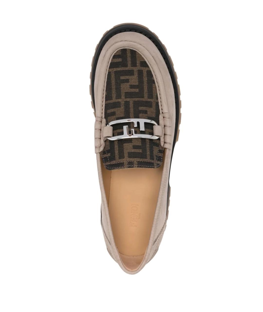 FENDI Бежевые замшевые лоферы, фото 4