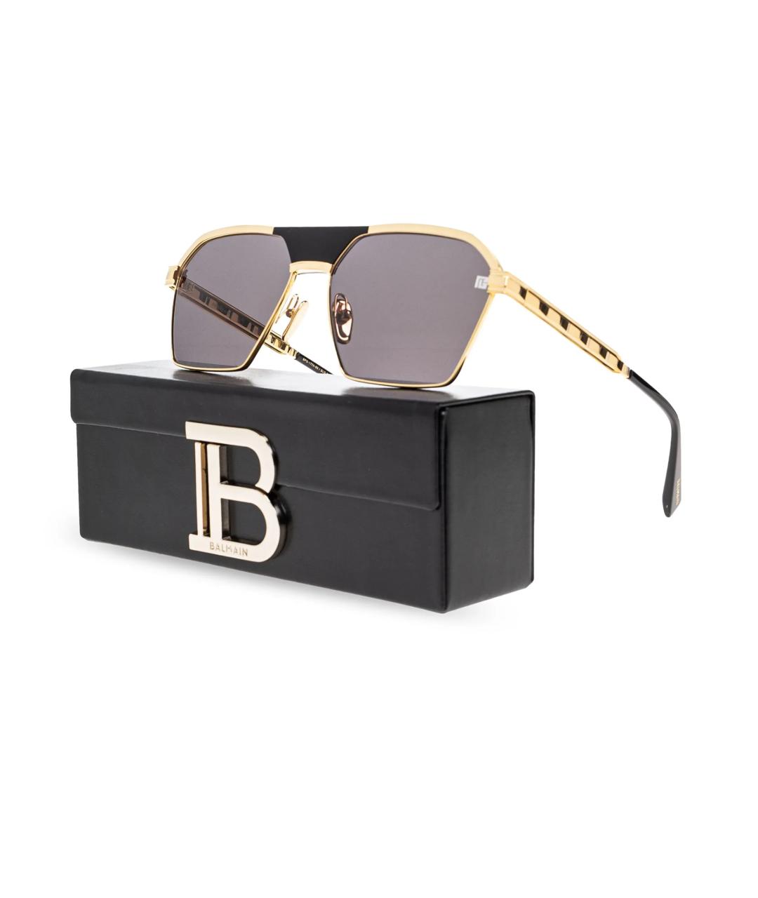 BALMAIN Золотые металлические солнцезащитные очки, фото 3