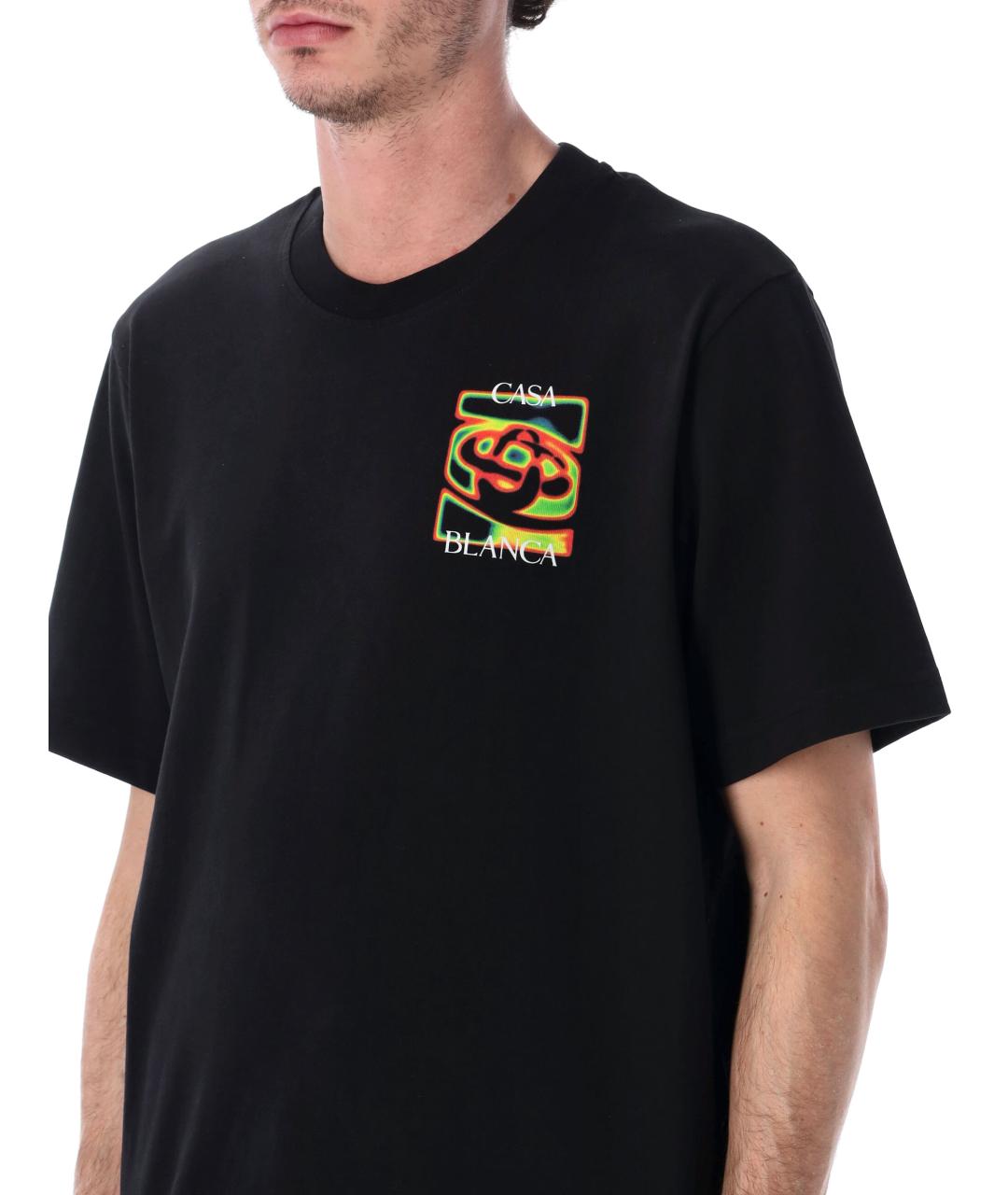 CASABLANCA Черная хлопковая футболка, фото 3