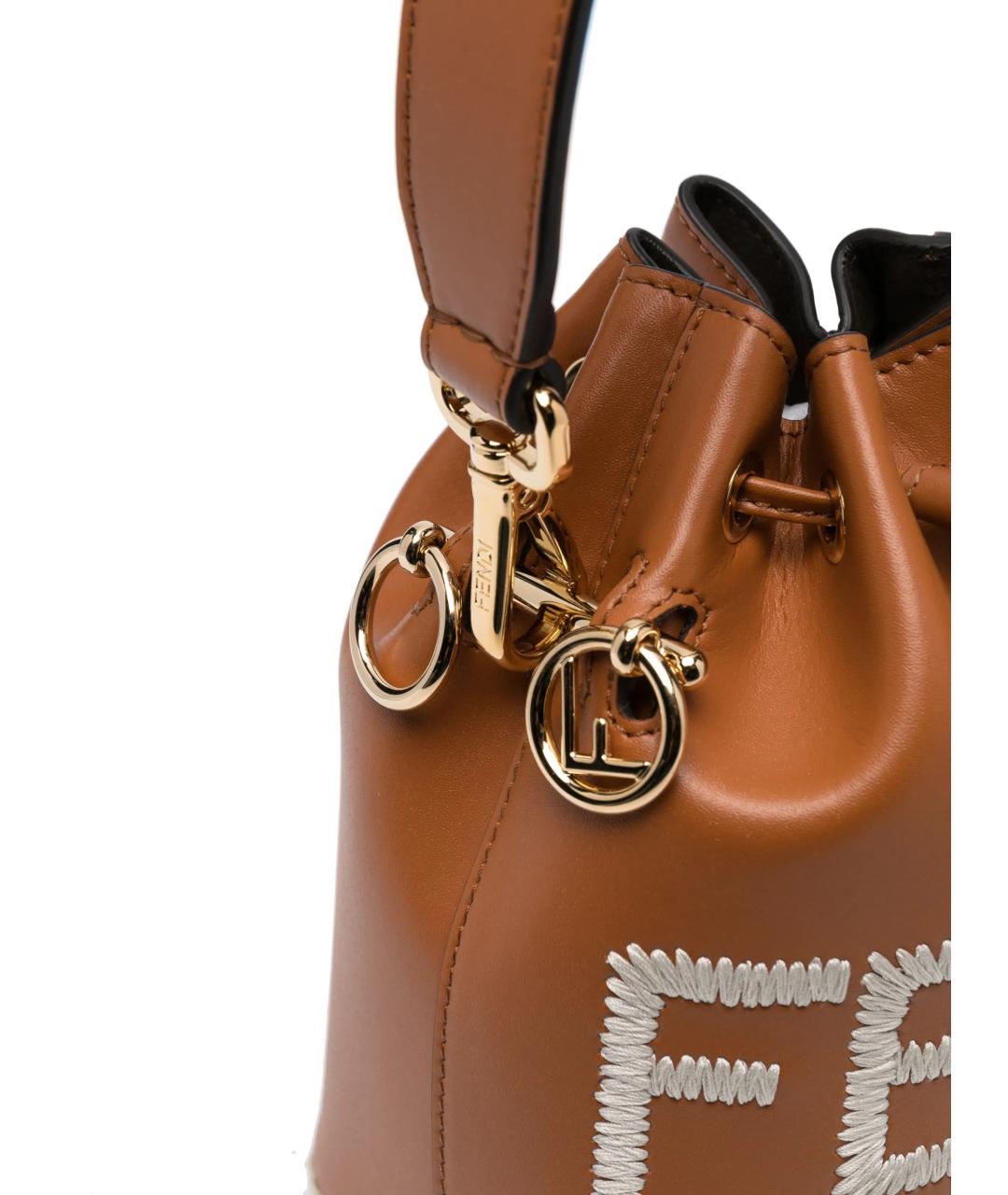 FENDI Коричневая кожаная сумка тоут, фото 5