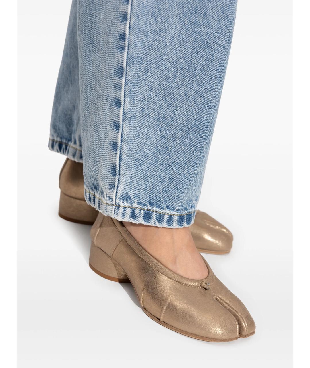 MAISON MARGIELA Золотые кожаные балетки, фото 4