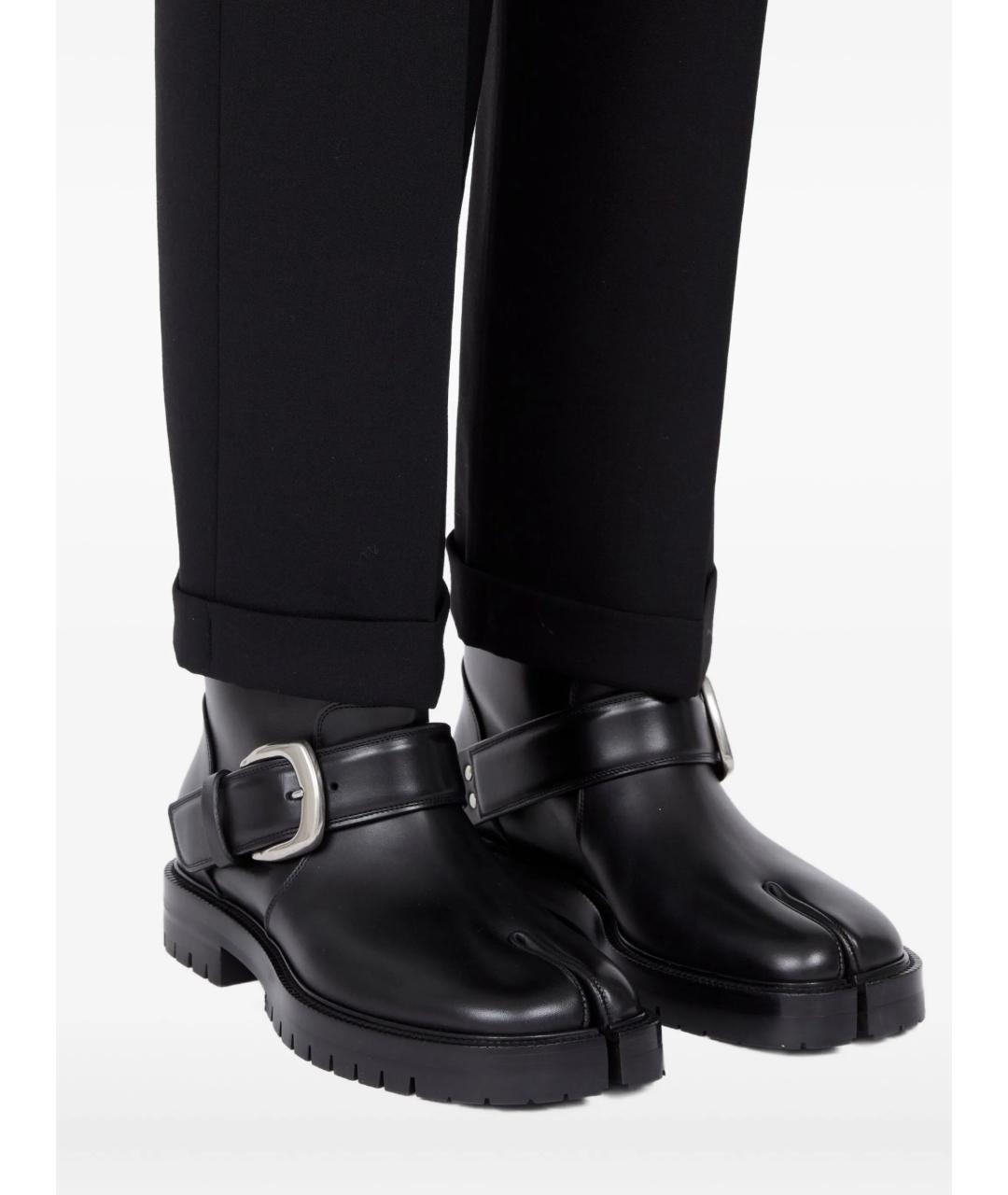 MAISON MARGIELA Черные кожаные высокие ботинки, фото 3